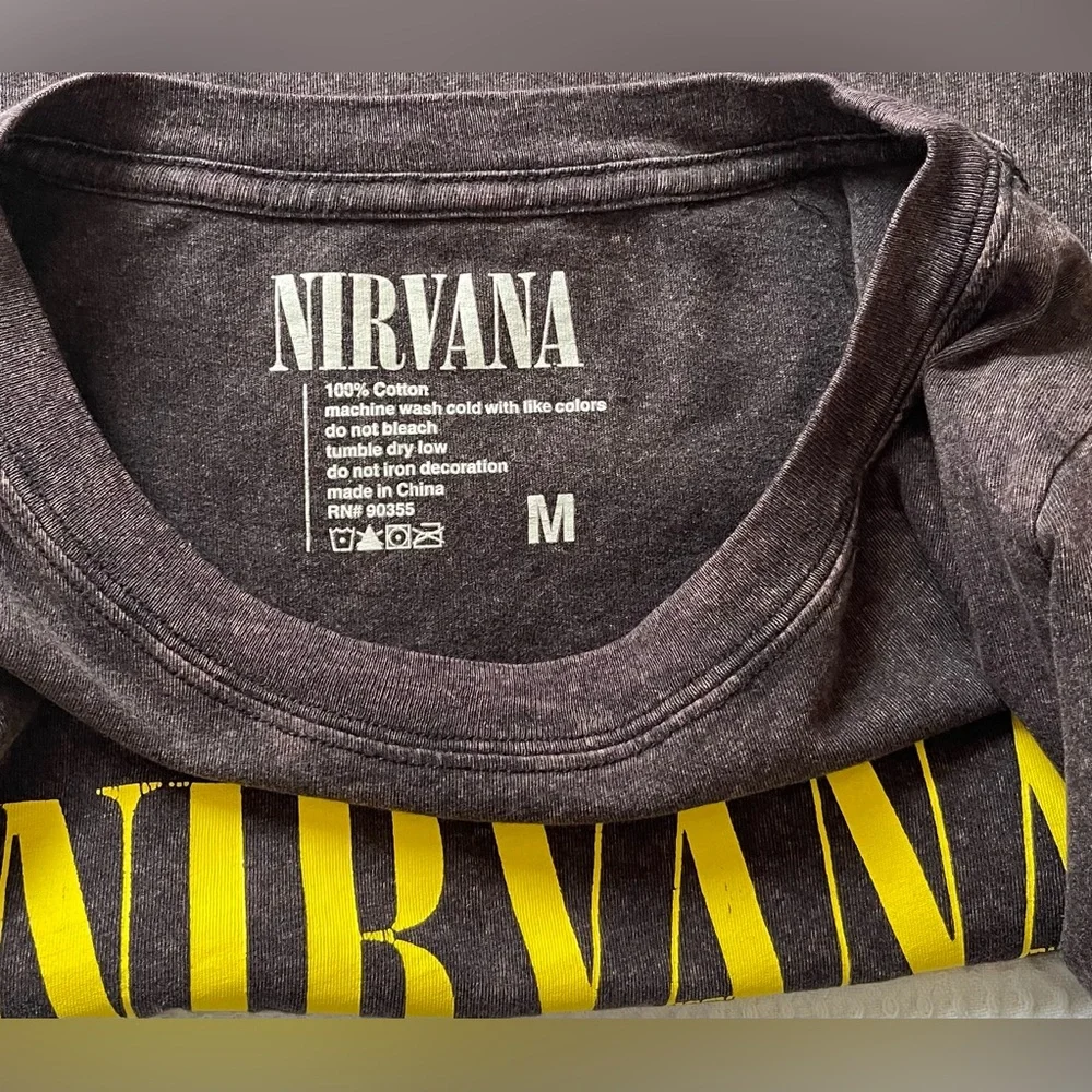 NIRVANA Charcoal Tee with Yellow Logo 2014 vintage